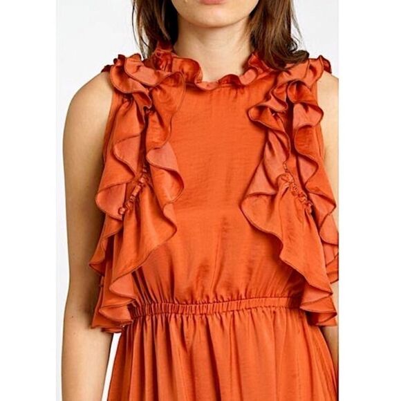 DRA NWT ANTHROPOLOGIE PALERMO RUFFLE DRESS FUSCHIA - Picture 6 of 7